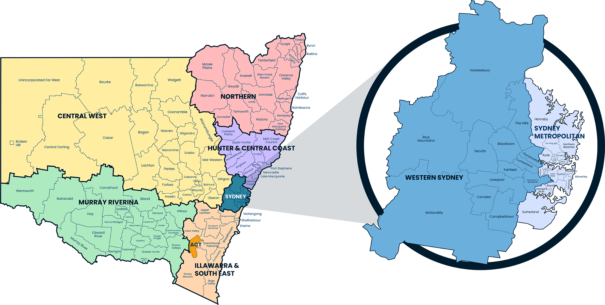 NSW regional map